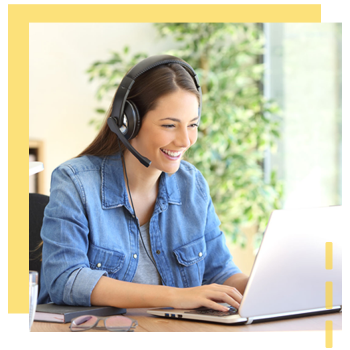 An online therapist working on her laptop