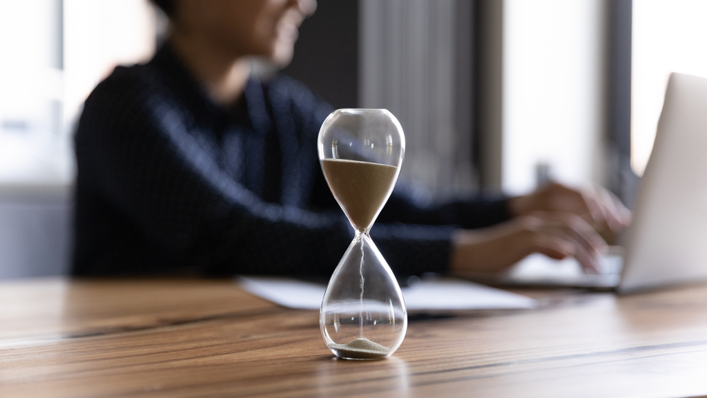 hour glass on desk