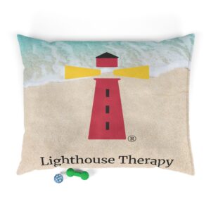 Beach Lighthouse Pet Bed — Coastal Dog & Cat Cushion