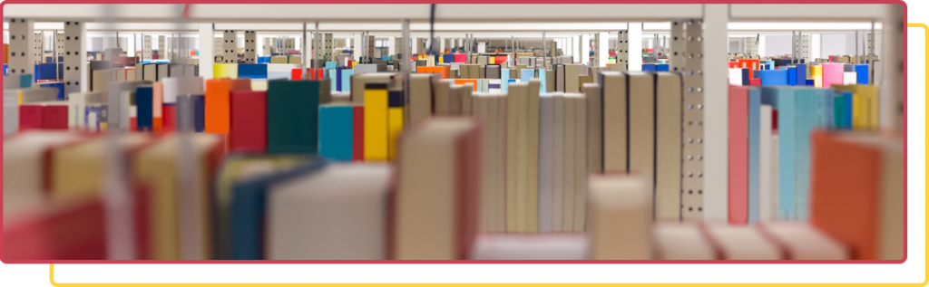 Books on a shelf in a library