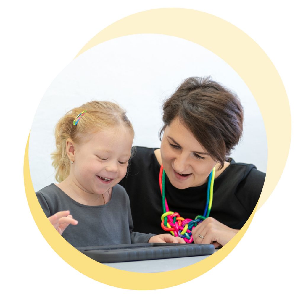 A child conducting online occupational therapy