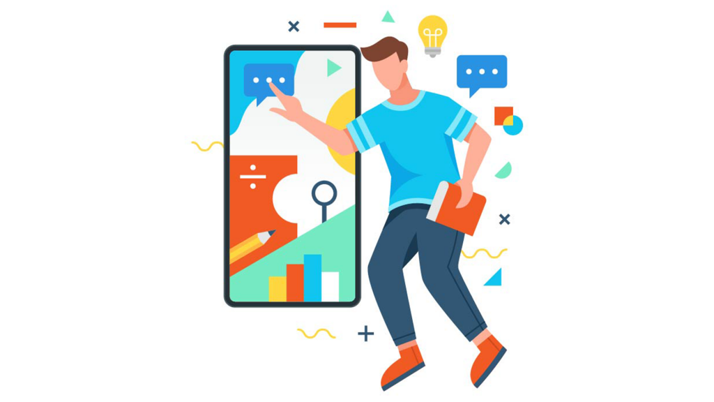 An illustration depicting different phone apps.